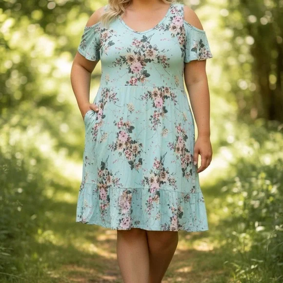 Torrid Super Soft Floral Cold Shoulder Dress| Size 2X | Easy Care - Picture 7 of 8